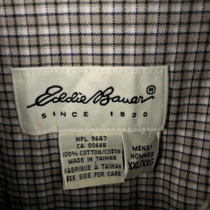 Eddie Bauer Men's XXL Long Sleeve Button-Down Check Shirt cotton Beige type Vintage Second Hand