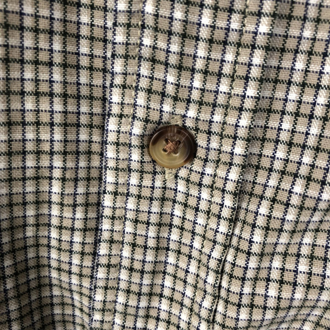Eddie Bauer Men's XXL Long Sleeve Button-Down Check Shirt cotton Beige type Vintage Second Hand