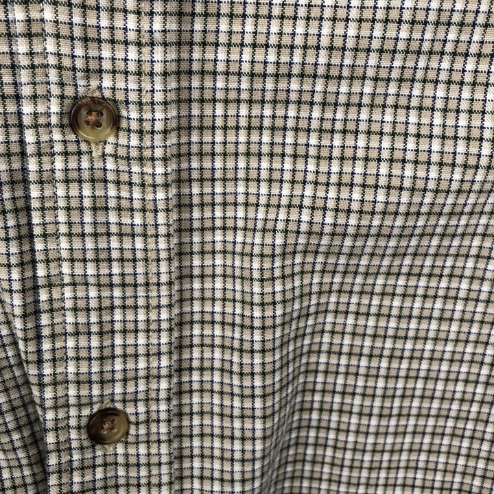 Eddie Bauer Men's XXL Long Sleeve Button-Down Check Shirt cotton Beige type Vintage Second Hand
