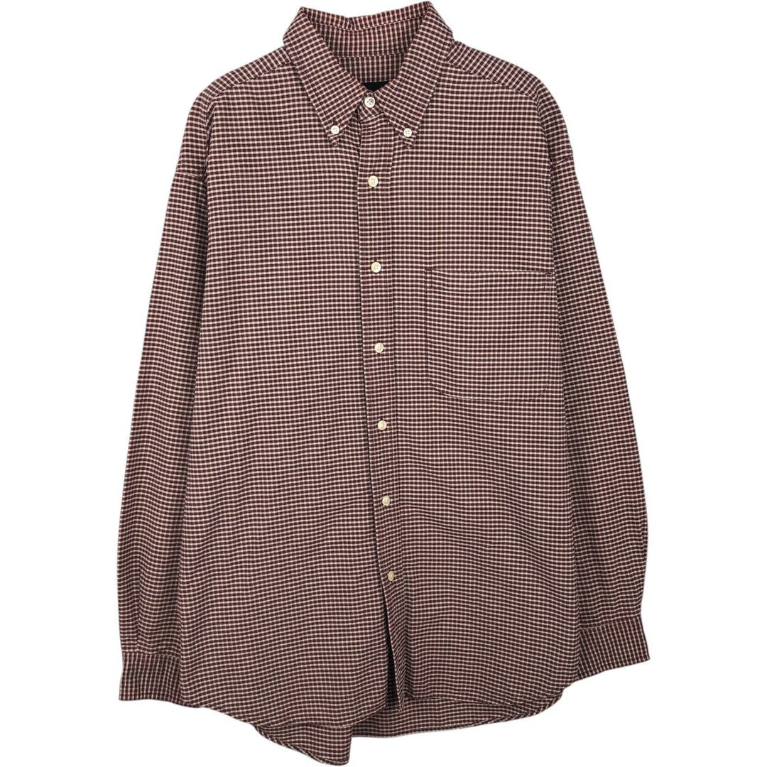 Eddie Bauer Long Sleeve Button-Down Check Shirt, Men's Size M cotton burgundy type Vintage Second Hand