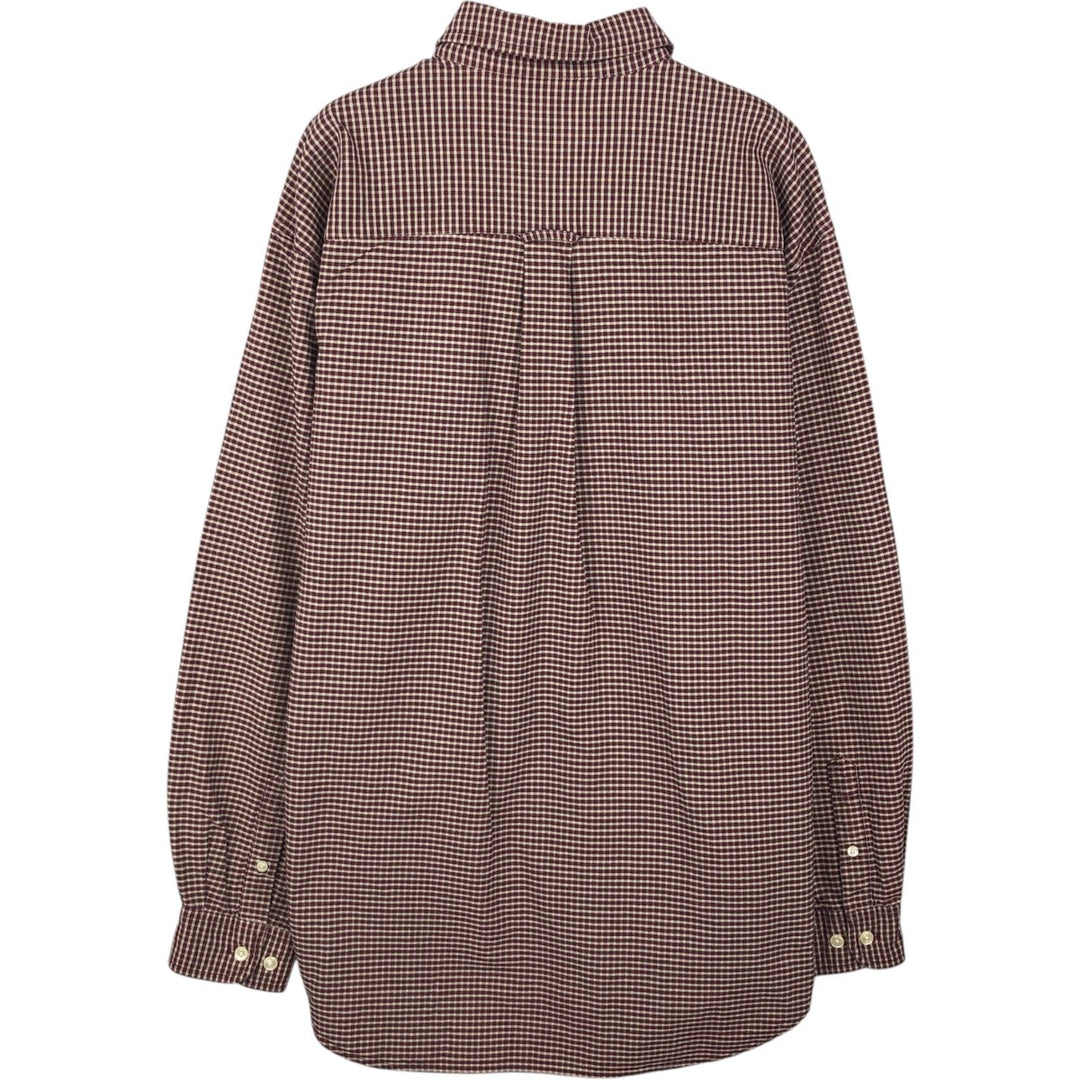 Eddie Bauer Long Sleeve Button-Down Check Shirt, Men's Size M cotton burgundy type Vintage Second Hand