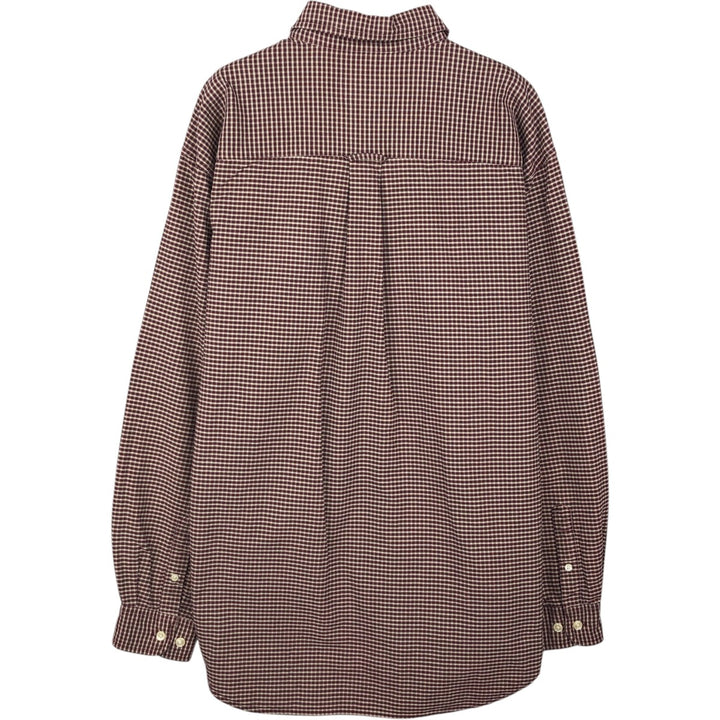 Eddie Bauer Long Sleeve Button-Down Check Shirt, Men's Size M cotton burgundy type Vintage Second Hand