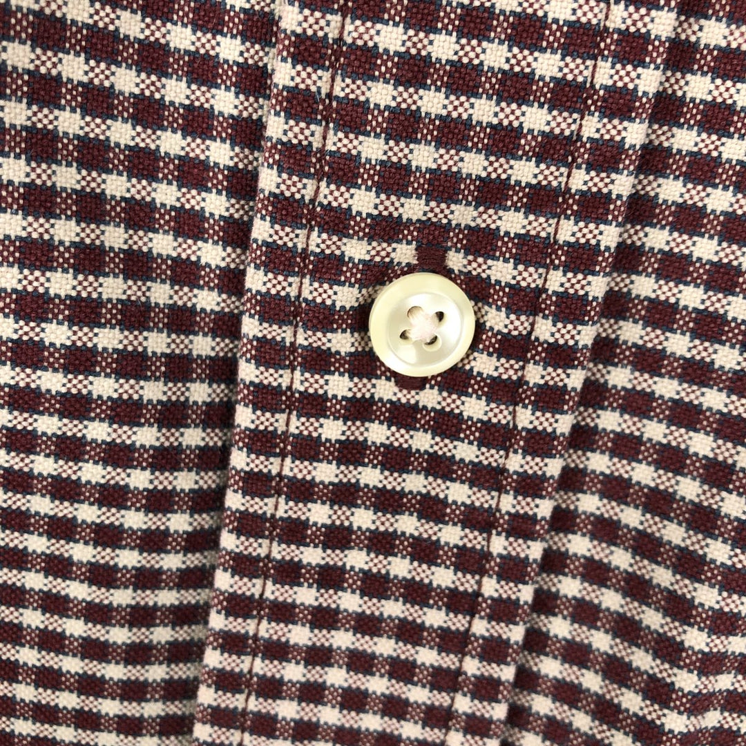 Eddie Bauer Long Sleeve Button-Down Check Shirt, Men's Size M cotton burgundy type Vintage Second Hand