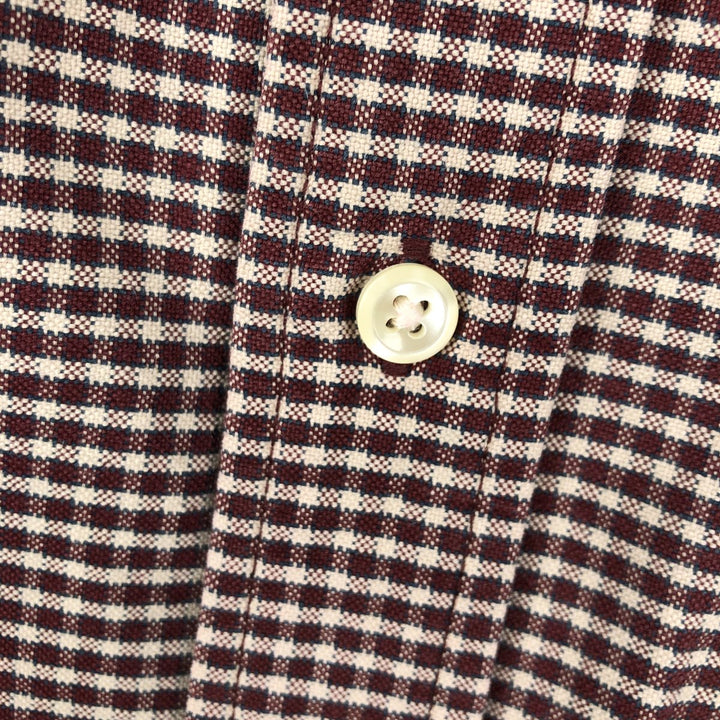 Eddie Bauer Long Sleeve Button-Down Check Shirt, Men's Size M cotton burgundy type Vintage Second Hand
