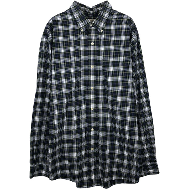 LLBean Traditional Fit Long-Sleeve Cotton Check Shirt, Men's Size L (approx.) cotton Green type dark green Vintage Second Hand