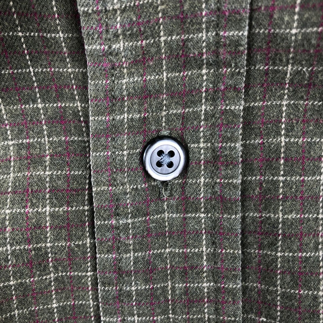 2000'S Eddie Bauer Check Pattern Long-Sleeve Cotton Check Shirt, Men's Size M (approx.) cotton Khaki type brown Vintage Second Hand