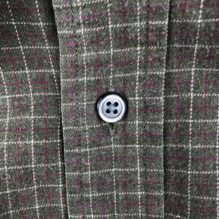 2000'S Eddie Bauer Check Pattern Long-Sleeve Cotton Check Shirt, Men's Size M (approx.) cotton Khaki type brown Vintage Second Hand