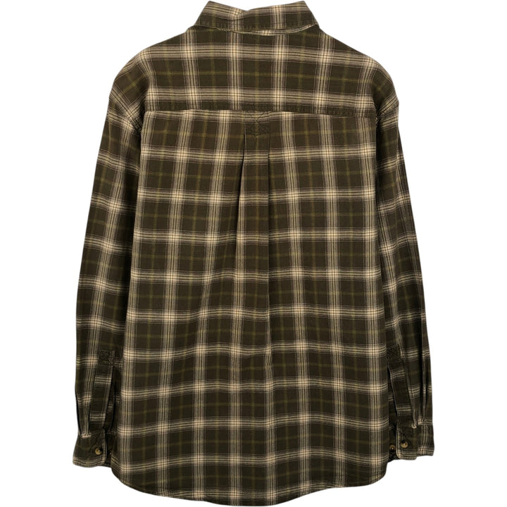 90s-00'S Vintage LLBean Long Sleeve Cotton Check Shirt, Men's Size Medium cotton Beige type Vintage Second Hand