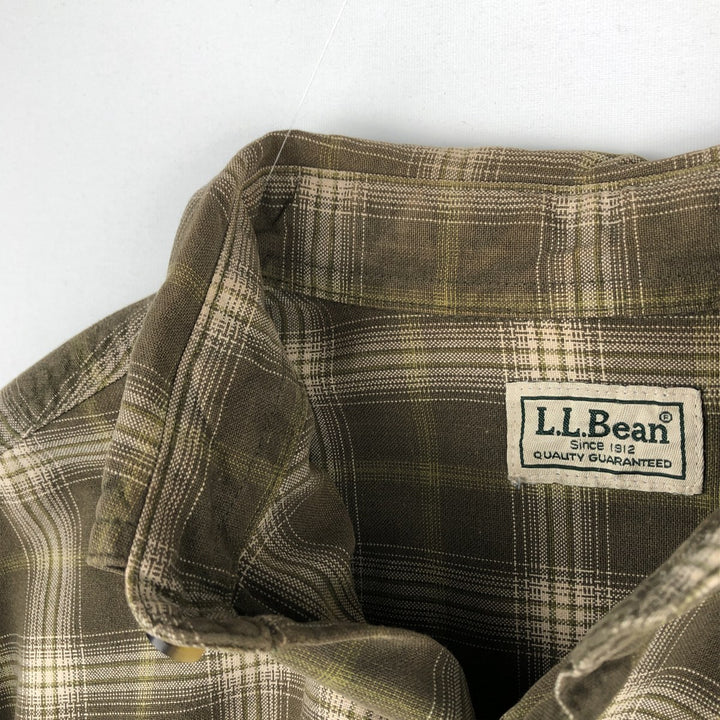 90s-00'S Vintage LLBean Long Sleeve Cotton Check Shirt, Men's Size Medium cotton Beige type Vintage Second Hand