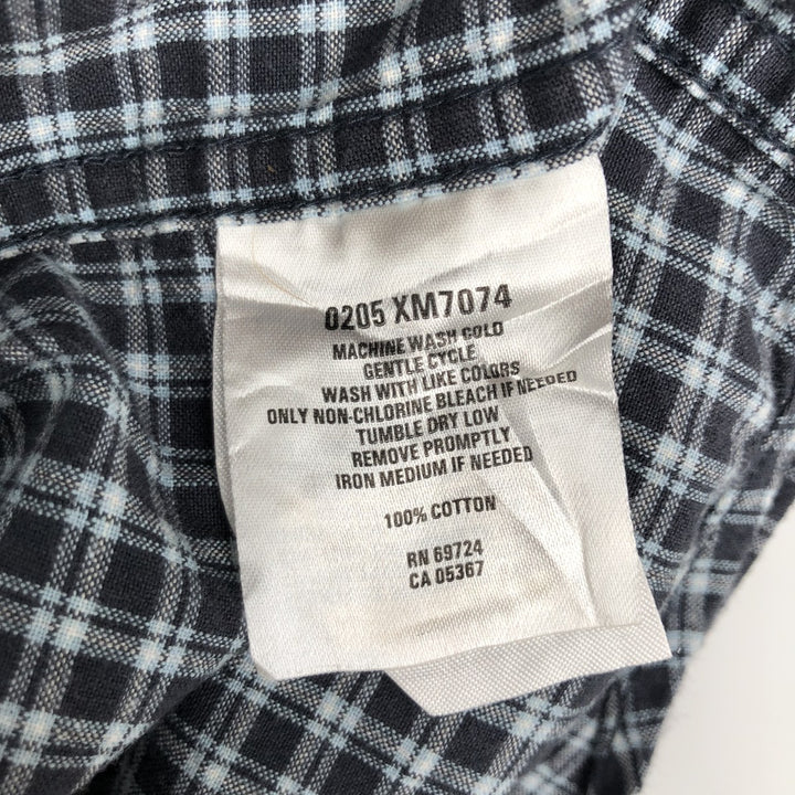 Columbia long-sleeved button-down check shirt, men's size L cotton black type Vintage Second Hand