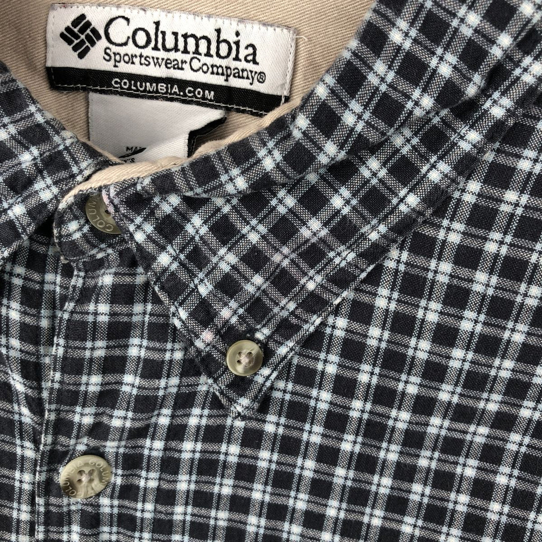 Columbia long-sleeved button-down check shirt, men's size L cotton black type Vintage Second Hand