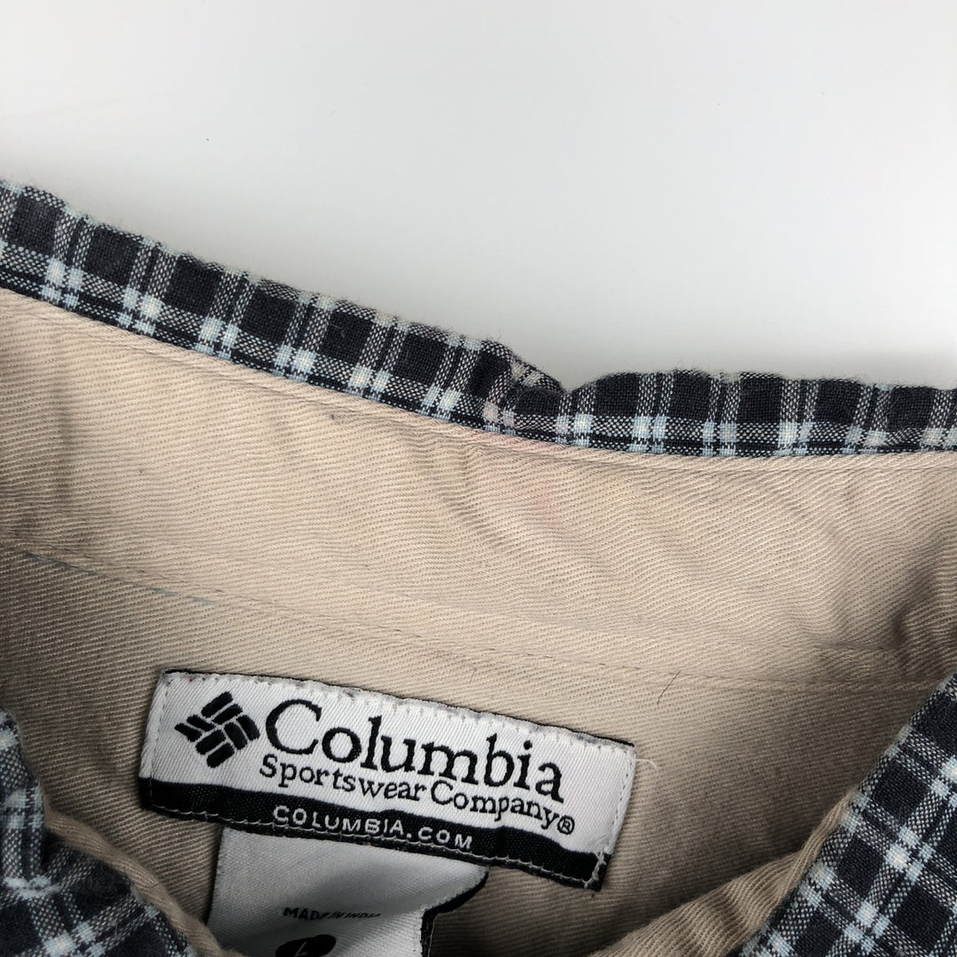 Columbia long-sleeved button-down check shirt, men's size L cotton black type Vintage Second Hand