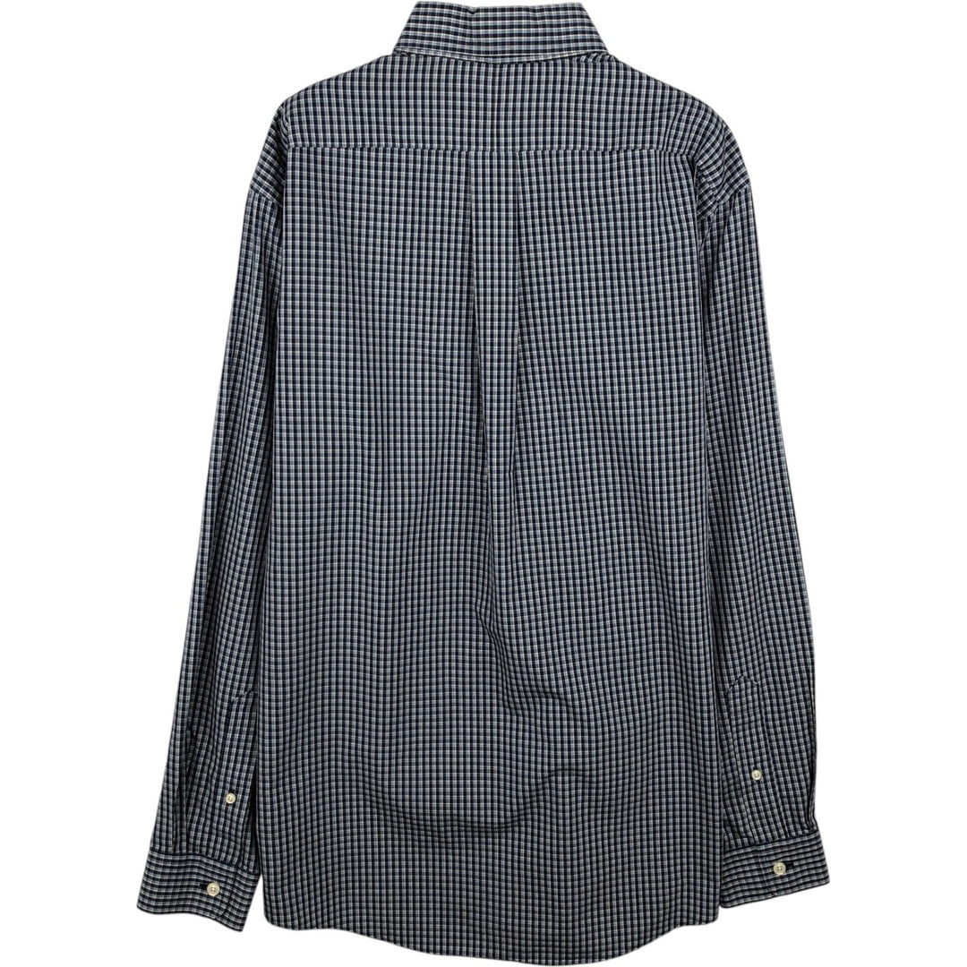 90s-00'S LLBean Wrin Kle Resistant Long-Sleeve Button-Down Check Shirt, Men's Size M (approx.), Vintage cotton blue type Vintage Second Hand