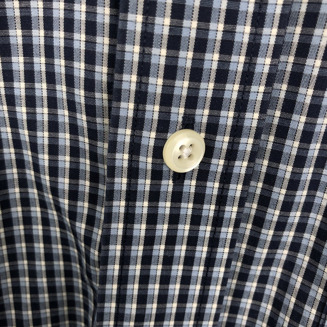90s-00'S LLBean Wrin Kle Resistant Long-Sleeve Button-Down Check Shirt, Men's Size M (approx.), Vintage cotton blue type Vintage Second Hand