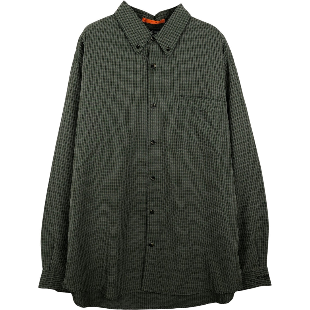 Columbia XCD Long-Sleeve Button-Down Check Shirt, Men's Size XL (approx.) polyester green type Vintage Second Hand