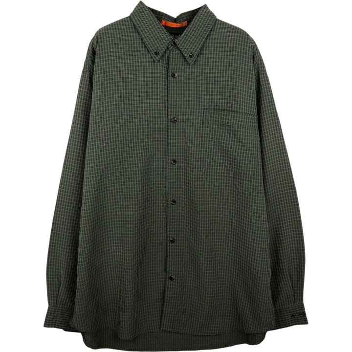Columbia XCD Long-Sleeve Button-Down Check Shirt, Men's Size XL (approx.) polyester green type Vintage Second Hand