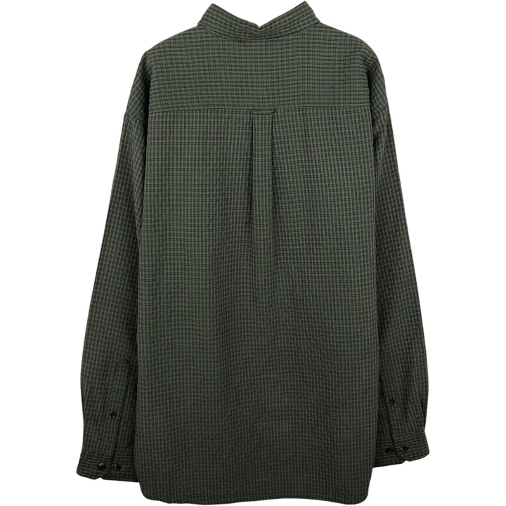 Columbia XCD Long-Sleeve Button-Down Check Shirt, Men's Size XL (approx.) polyester green type Vintage Second Hand