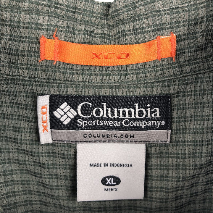 Columbia XCD Long-Sleeve Button-Down Check Shirt, Men's Size XL (approx.) polyester green type Vintage Second Hand