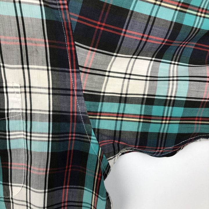 70s-80'S Eddie Bauer Long-Sleeve Button-Down Check Shirt, Men's Size L (Equivalent), Vintage cotton Emerald green Vintage Second Hand