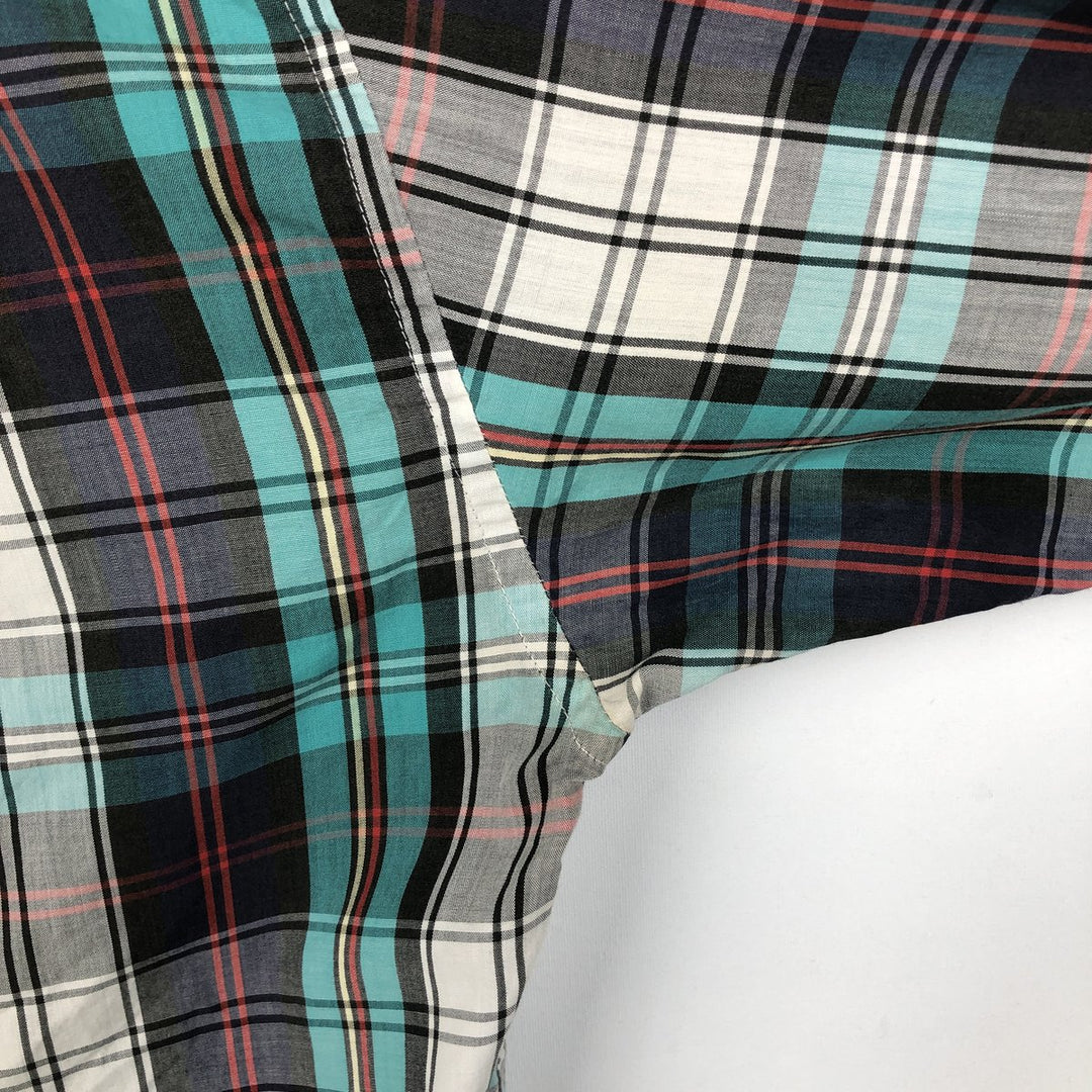 70s-80'S Eddie Bauer Long-Sleeve Button-Down Check Shirt, Men's Size L (Equivalent), Vintage cotton Emerald green Vintage Second Hand