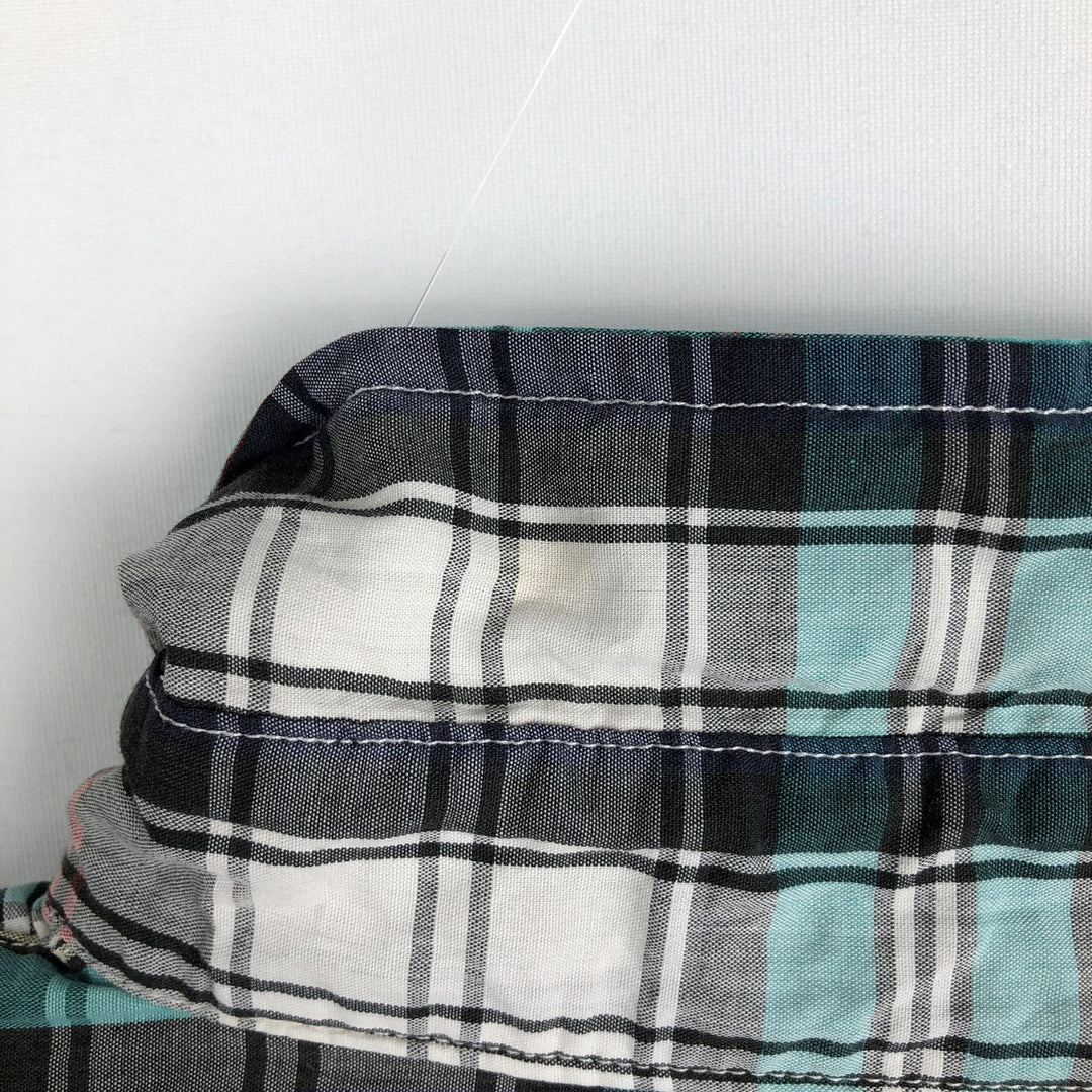 70s-80'S Eddie Bauer Long-Sleeve Button-Down Check Shirt, Men's Size L (Equivalent), Vintage cotton Emerald green Vintage Second Hand