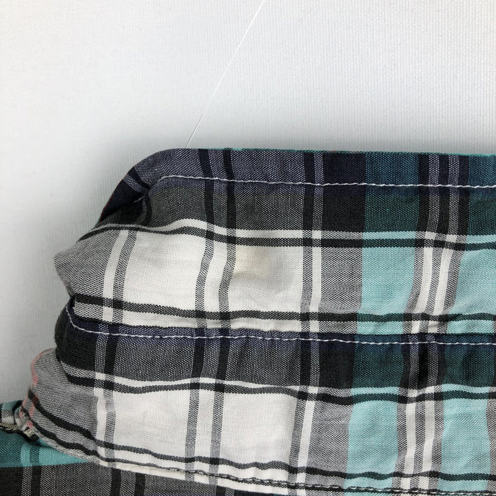 70s-80'S Eddie Bauer Long-Sleeve Button-Down Check Shirt, Men's Size L (Equivalent), Vintage cotton Emerald green Vintage Second Hand