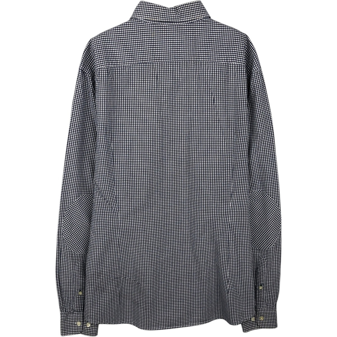 2000'S Lacoste Tailored Fit Gingham Check Long-Sleeve Cotton Check Shirt, Size 44 (Men's L equivalent) cotton navy blue type Vintage Second Hand