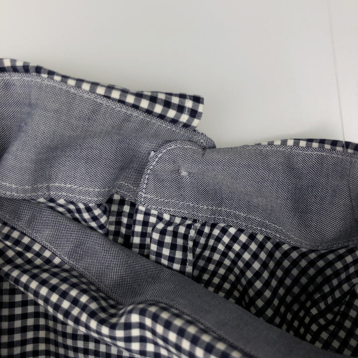 2000'S Lacoste Tailored Fit Gingham Check Long-Sleeve Cotton Check Shirt, Size 44 (Men's L equivalent) cotton navy blue type Vintage Second Hand