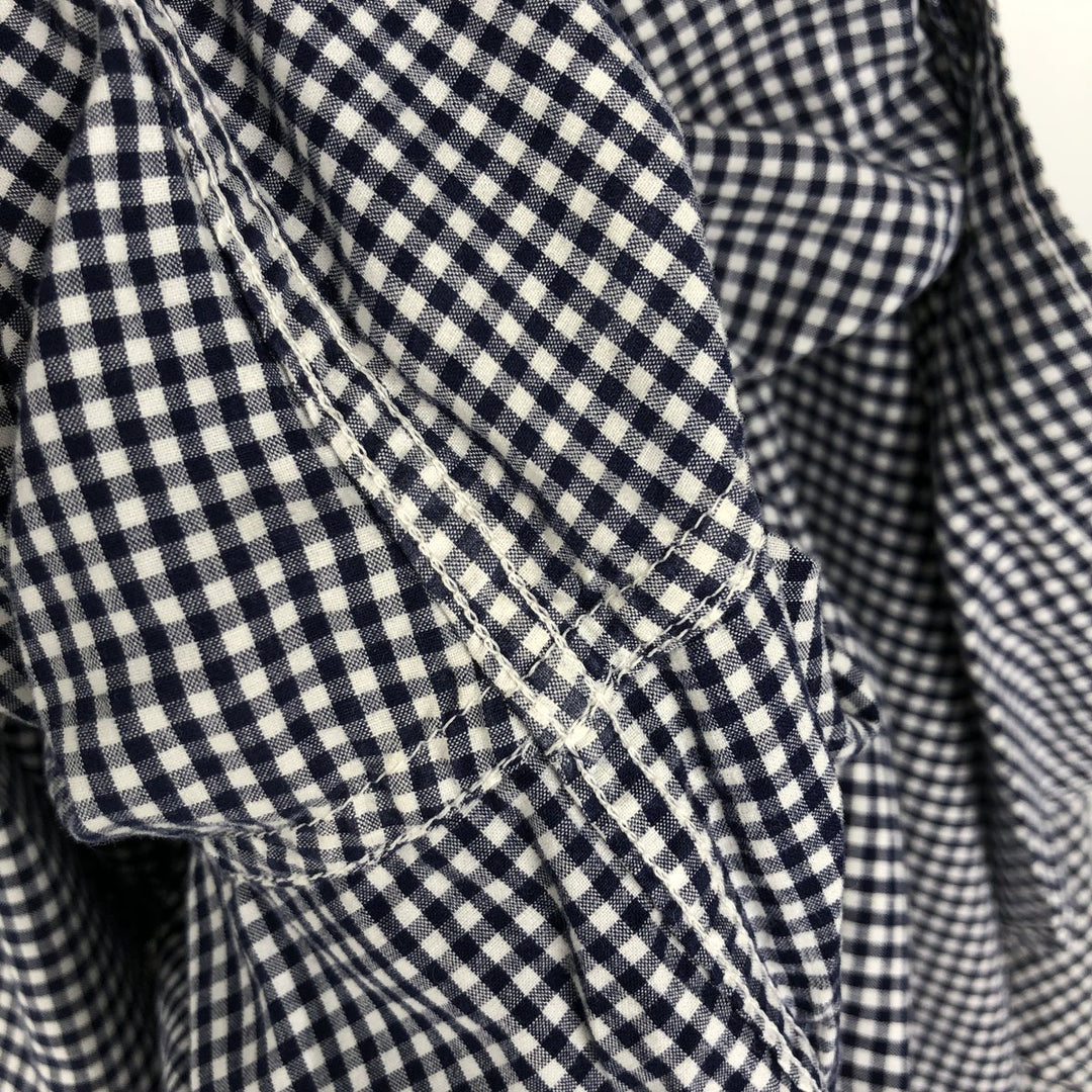2000'S Lacoste Tailored Fit Gingham Check Long-Sleeve Cotton Check Shirt, Size 44 (Men's L equivalent) cotton navy blue type Vintage Second Hand