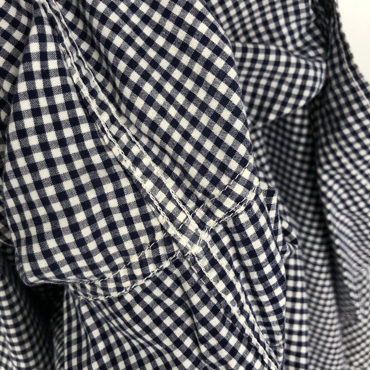 2000'S Lacoste Tailored Fit Gingham Check Long-Sleeve Cotton Check Shirt, Size 44 (Men's L equivalent) cotton navy blue type Vintage Second Hand