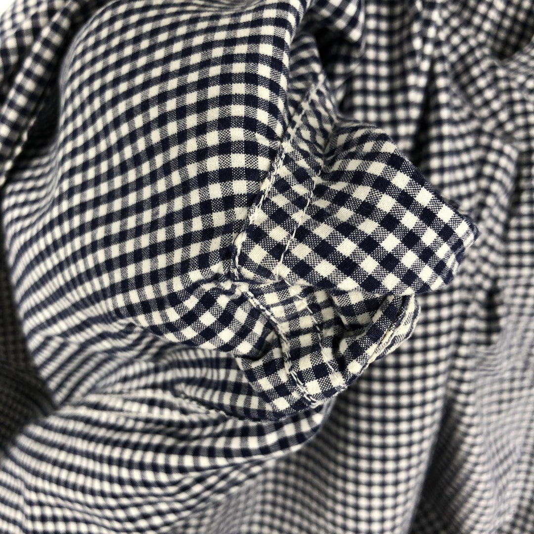 2000'S Lacoste Tailored Fit Gingham Check Long-Sleeve Cotton Check Shirt, Size 44 (Men's L equivalent) cotton navy blue type Vintage Second Hand