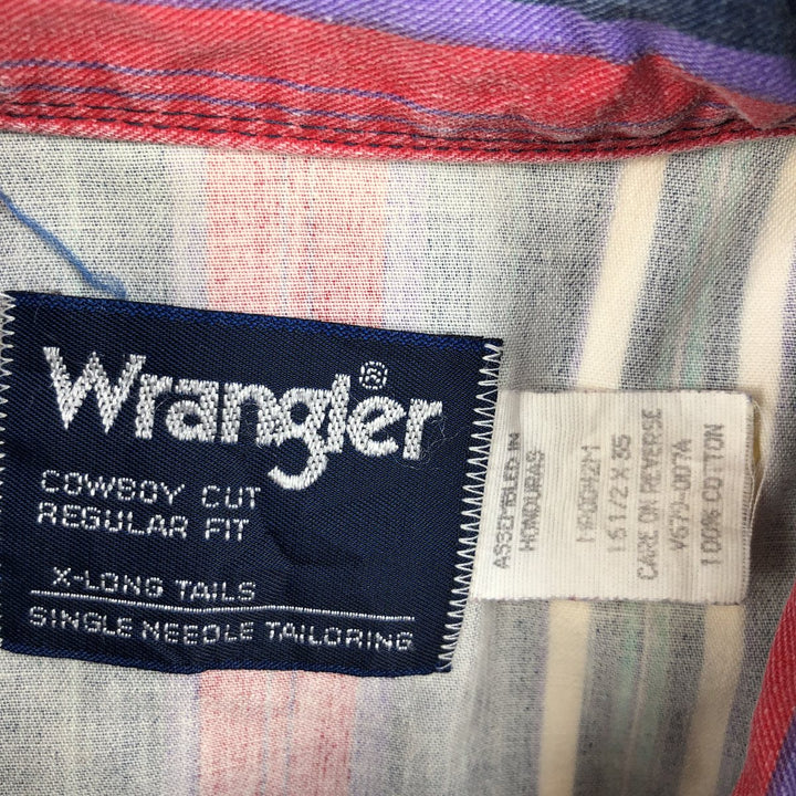 80s-90'S Wrangler Multi-Stripe Long-Sleeve Button-Down Stripe Shirt, Men's Size XL (Vintage) cotton red type Vintage Second Hand