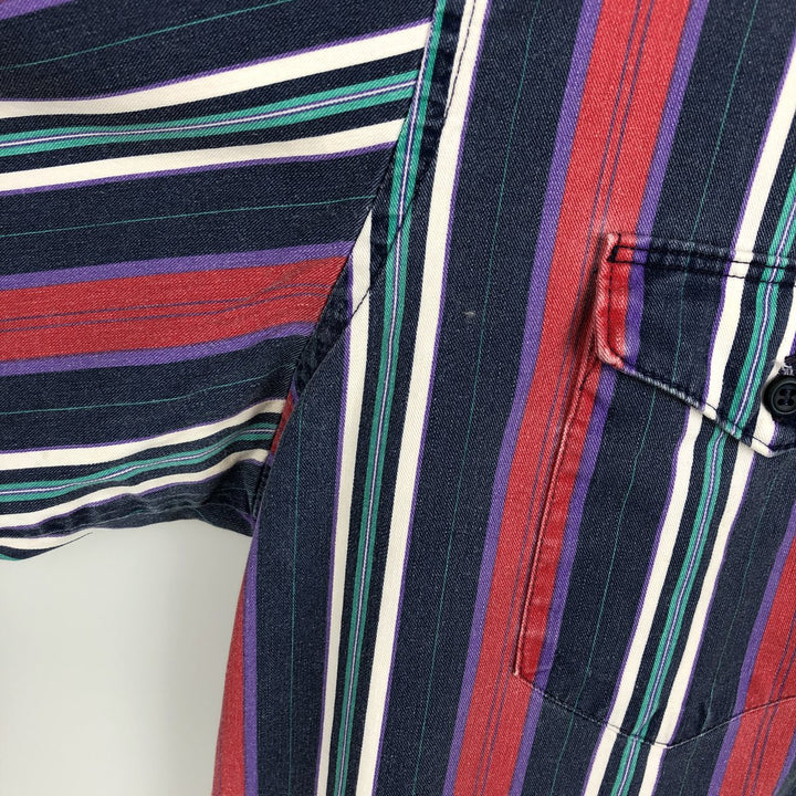 80s-90'S Wrangler Multi-Stripe Long-Sleeve Button-Down Stripe Shirt, Men's Size XL (Vintage) cotton red type Vintage Second Hand