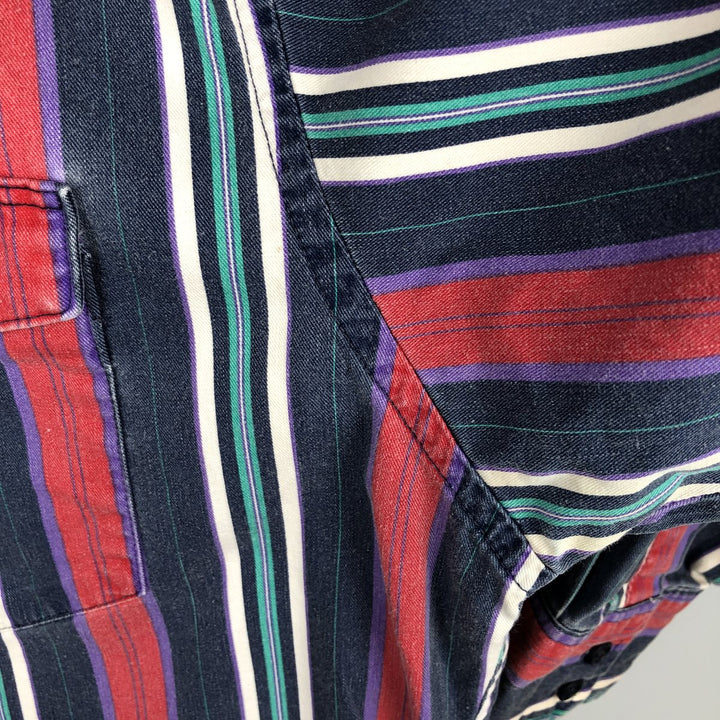 80s-90'S Wrangler Multi-Stripe Long-Sleeve Button-Down Stripe Shirt, Men's Size XL (Vintage) cotton red type Vintage Second Hand