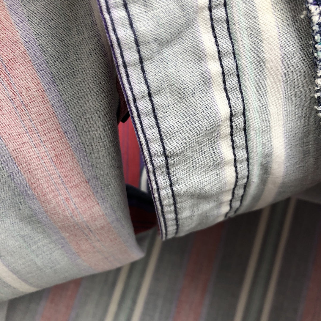 80s-90'S Wrangler Multi-Stripe Long-Sleeve Button-Down Stripe Shirt, Men's Size XL (Vintage) cotton red type Vintage Second Hand
