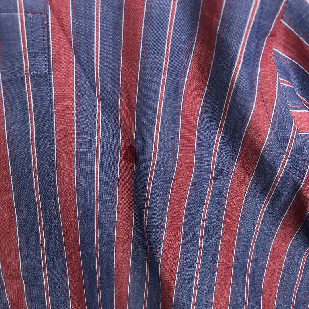 90'S LLBean Long-Sleeve Button-Down Striped Shirt, Men's Size XXL (Equivalent), Vintage cotton blue type Vintage Second Hand