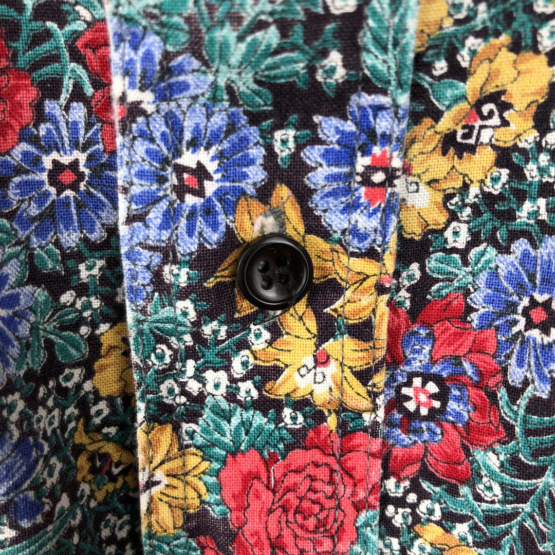 80s-90'S Wrangler COWBOY CUT REGULAR FIT all-over floral print long-sleeved cotton shirt, men's size XL. cotton green type Vintage Second Hand