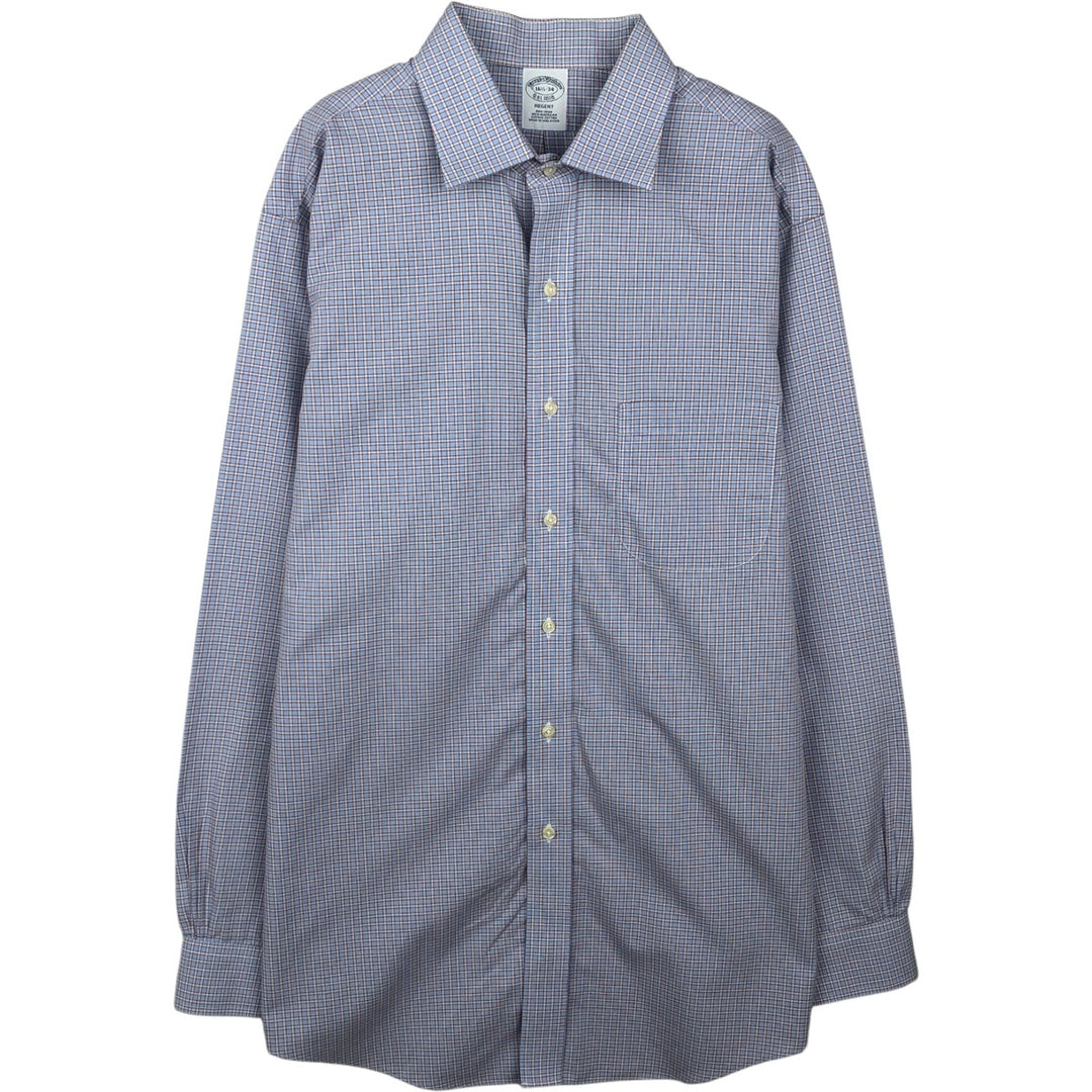 Brooks Brothers Est. 1818 Long Sleeve Cotton Check Shirt, Men's Size L Supima Cotton Blue type light blue Vintage Second Hand