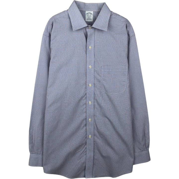 Brooks Brothers Est. 1818 Long Sleeve Cotton Check Shirt, Men's Size L Supima Cotton Blue type light blue Vintage Second Hand