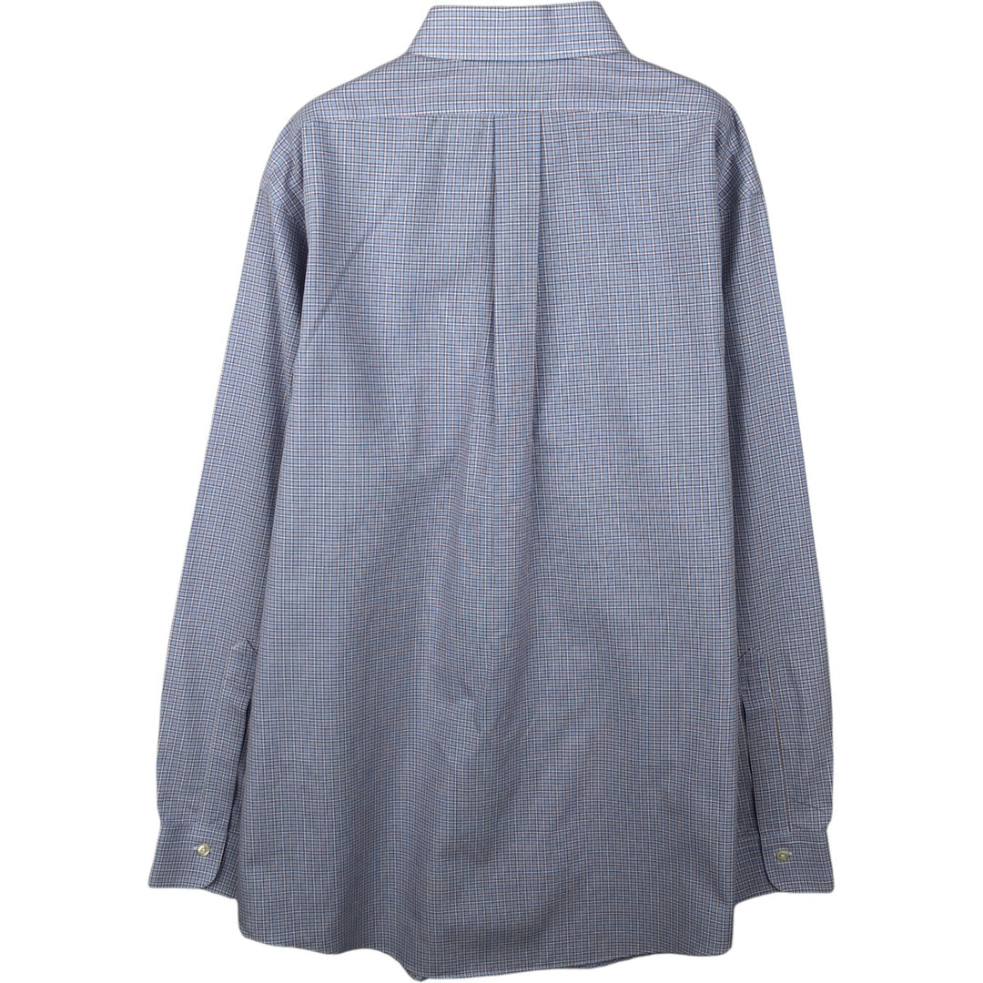 Brooks Brothers Est. 1818 Long Sleeve Cotton Check Shirt, Men's Size L Supima Cotton Blue type light blue Vintage Second Hand