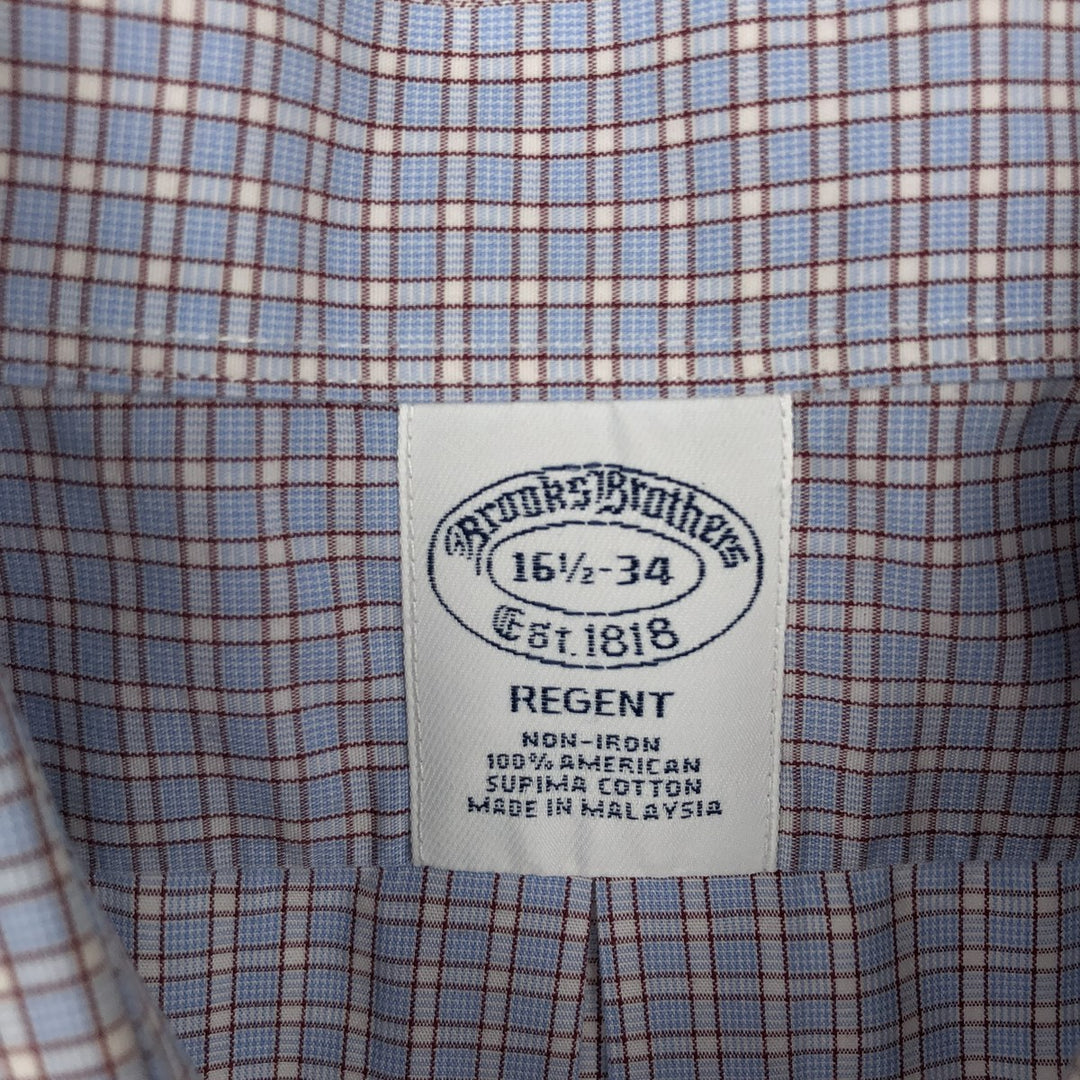 Brooks Brothers Est. 1818 Long Sleeve Cotton Check Shirt, Men's Size L Supima Cotton Blue type light blue Vintage Second Hand