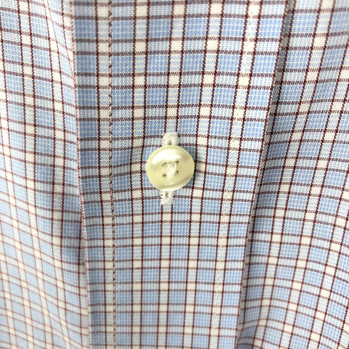 Brooks Brothers Est. 1818 Long Sleeve Cotton Check Shirt, Men's Size L Supima Cotton Blue type light blue Vintage Second Hand