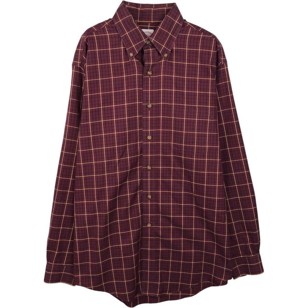 Brooks Brothers Est.1818 Long Sleeve Button-Down Check Shirt, Men's Size M cotton burgundy type Vintage Second Hand
