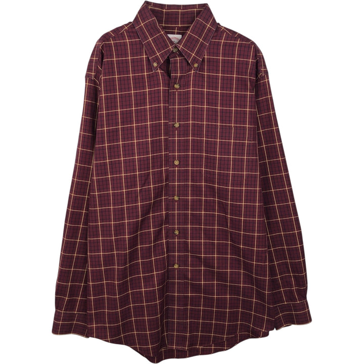Brooks Brothers Est.1818 Long Sleeve Button-Down Check Shirt, Men's Size M cotton burgundy type Vintage Second Hand