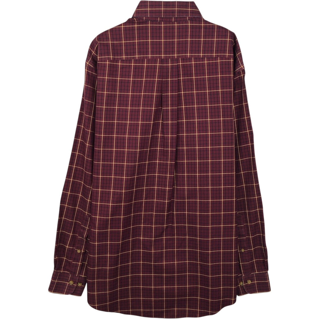 Brooks Brothers Est.1818 Long Sleeve Button-Down Check Shirt, Men's Size M cotton burgundy type Vintage Second Hand