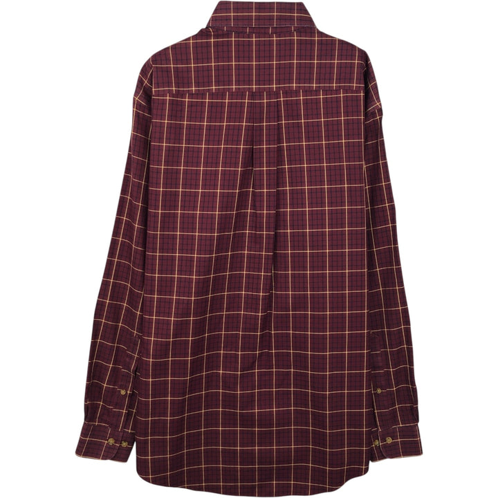 Brooks Brothers Est.1818 Long Sleeve Button-Down Check Shirt, Men's Size M cotton burgundy type Vintage Second Hand