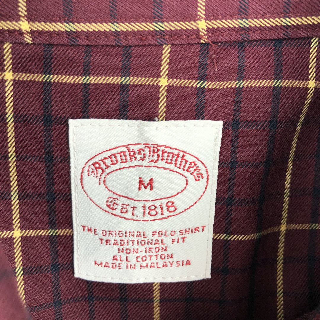 Brooks Brothers Est.1818 Long Sleeve Button-Down Check Shirt, Men's Size M cotton burgundy type Vintage Second Hand