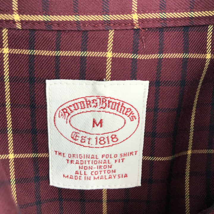 Brooks Brothers Est.1818 Long Sleeve Button-Down Check Shirt, Men's Size M cotton burgundy type Vintage Second Hand