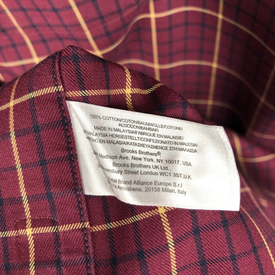 Brooks Brothers Est.1818 Long Sleeve Button-Down Check Shirt, Men's Size M cotton burgundy type Vintage Second Hand