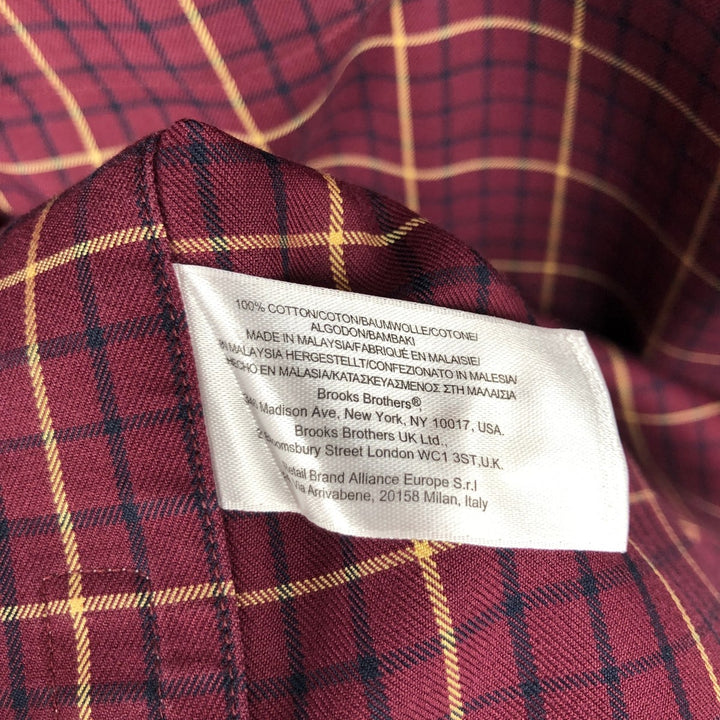 Brooks Brothers Est.1818 Long Sleeve Button-Down Check Shirt, Men's Size M cotton burgundy type Vintage Second Hand